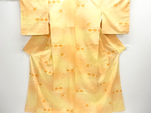 未使用品　草花に地紙模様小紋着物